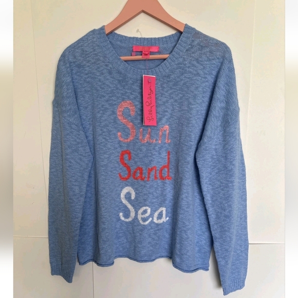 NWT Lilly Pulitzer Pippy Sweater Blue Peri Sun Sand Sea Intarsia SIZE SMALL - Picture 6 of 15